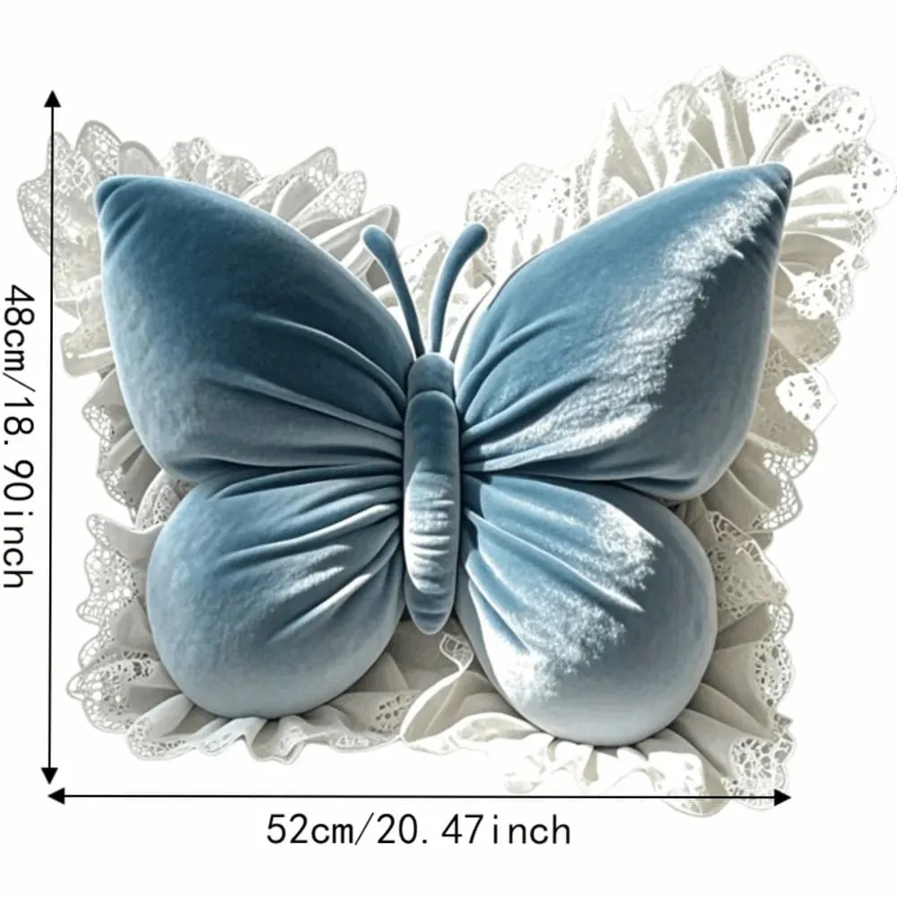 Home Decor Velvet Butterfly Plush Office Pillow Lace Trim Plush Bow Plush Cushion New Cute Bow Throw Pillow Car