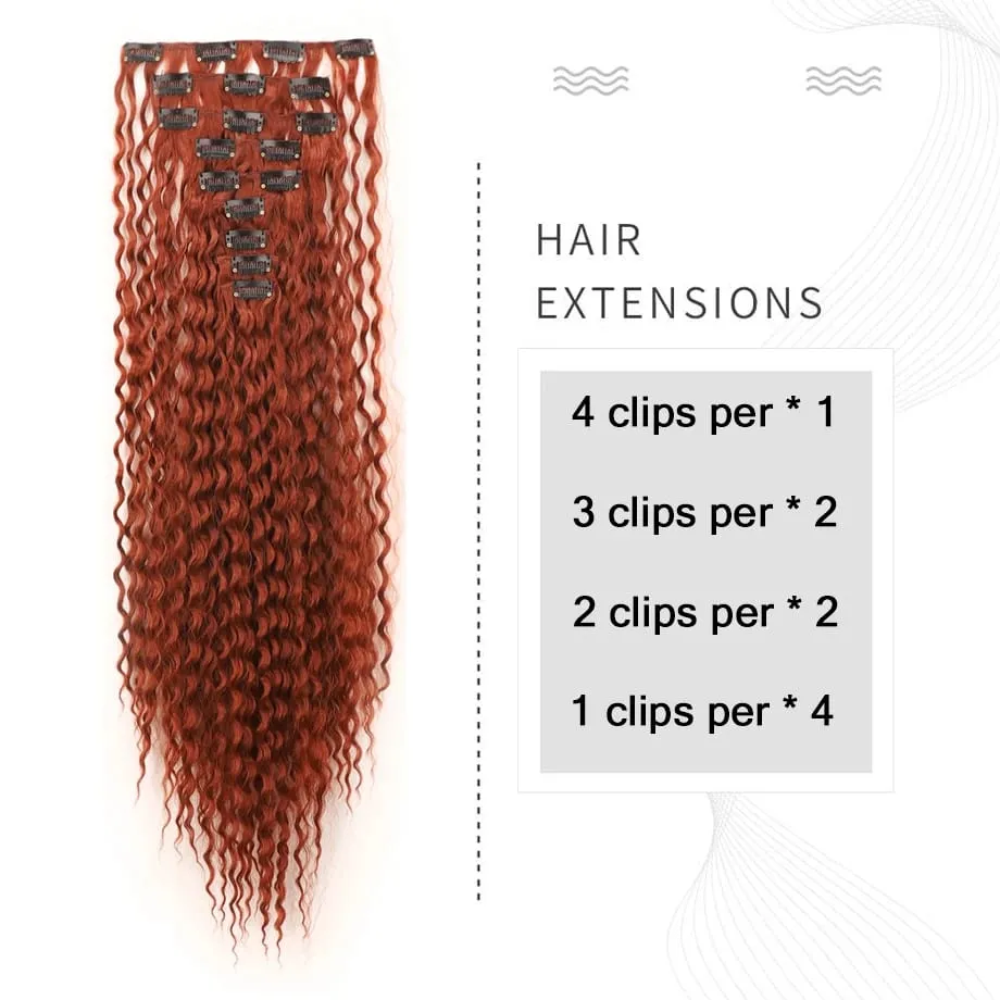 9pcs Clip in Hair Extensions 22 Inch Curly Wavy Hair Extension Loose Long Soft Synthetic Hairpieces for Women Daily Hairstyle