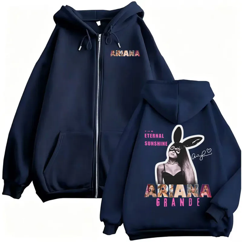 Ariana Grande Eternal Sunshine Tour Jacket Sweatshirt Coats Men Women Fashion Aesthetic Zip Up Hoodies High Quality Zipper Hoody