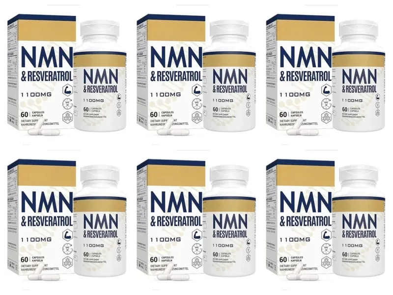 NMN & Resveratrol Supplement – 1100mg Capsules for Cellular Health DNA & Telomere Support with Black Pepper Extract – 60 Ct