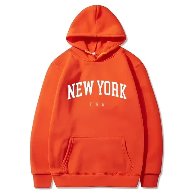 Women New York U.S.A City Hoodies Fashion Letter Printed Graphic Sweatshirts Loose CasuaMen l Harajuku Hooded Pullover Sportwear