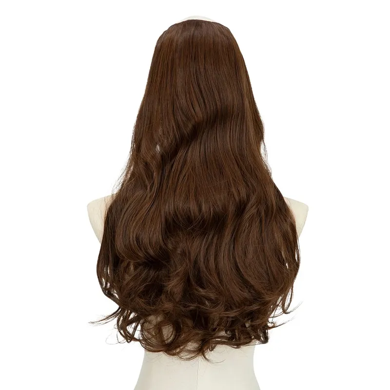 Extension de cheveux synthétiques à Clip en U de qualité supérieure, postiche longue, épaisse et bouclée, Blonde naturelle, faux cheveux résistants à la chaleur pour femmes