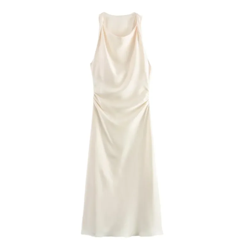 Satin Long Dresses for Women 2026 Summer Slip Midi Dress Woman Sexy Evening Party Dress Sleeveless Female Elegant Dresses