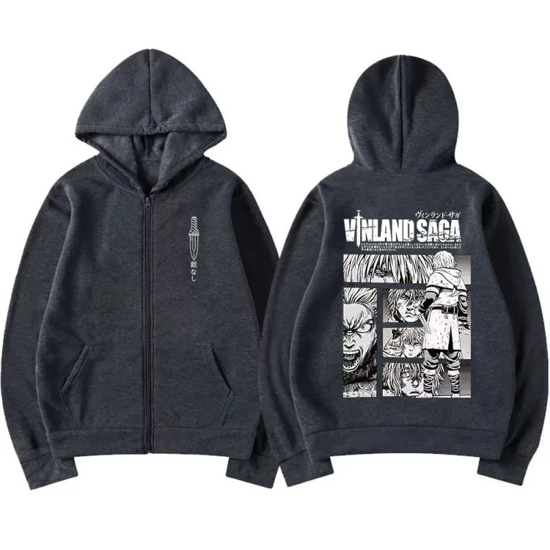Anime Vinland Saga Zipper Hoodies Manga Thorfinn Karlsefni Men's Women Clothing Zip Up Sweatshirts Harajuku Oversized Pullovers — image 6