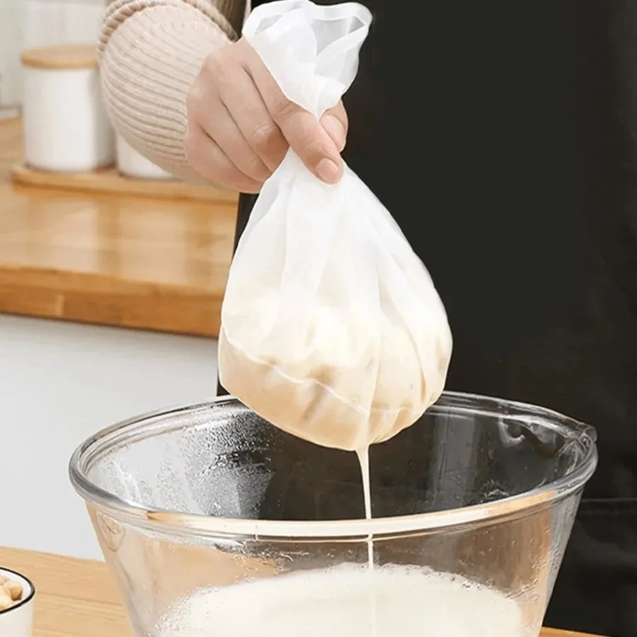 Reusable Cheese Cloth Bags-Fine Mesh Strainer for Yogurt Juice Coffee-Food-Safe Gauze Filtering Bags-Kitchen Cooking Accessory