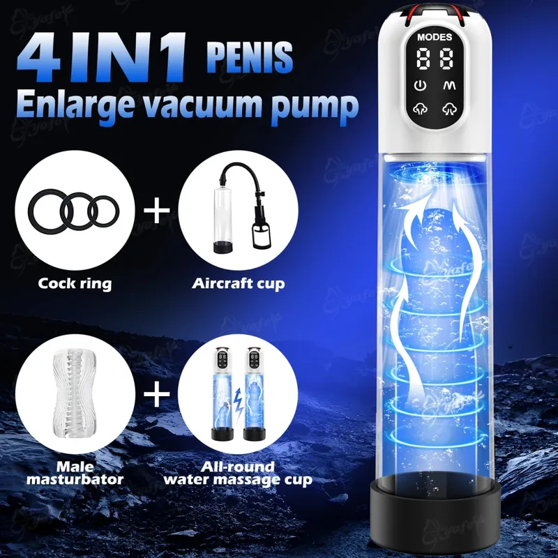 IPX7 Waterproof Electric Penis Pump Adult Sex Toys Dick Enlarger for Men Erection Penis Enlargement Masturbator Sex Toys for Men