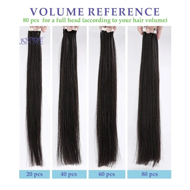 Mini Tape in Hair Extensions Seamless Invisible Straight Tape Ins Remy 100% Human Hair Black Brown Blonde For Salon