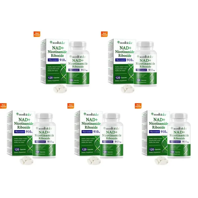NAD+ Nicotinamide Riboside Capsules with Resveratrol & Quercetin for Cellular Health & NAD+ Levels Support Adults 120 Capsules