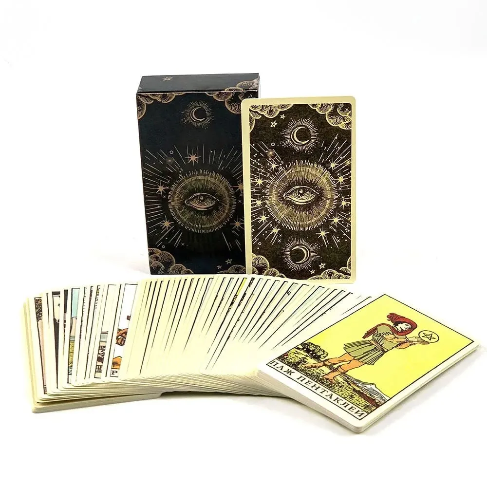 Russian Edition Tarot Cards Fate Divination Edition Playing Games With Guidebook For Beginners Entertainment Gathering Game Tool