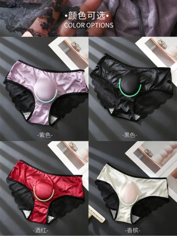 Seluar Dalam Wanita untuk Lelaki Seluar Dalam Satin Renda Perancis Bernafas U Convex Pouch Seluar Dalam Seksi Ruffle Lace Seluar Dalam Tukar Pakaian Lelaki