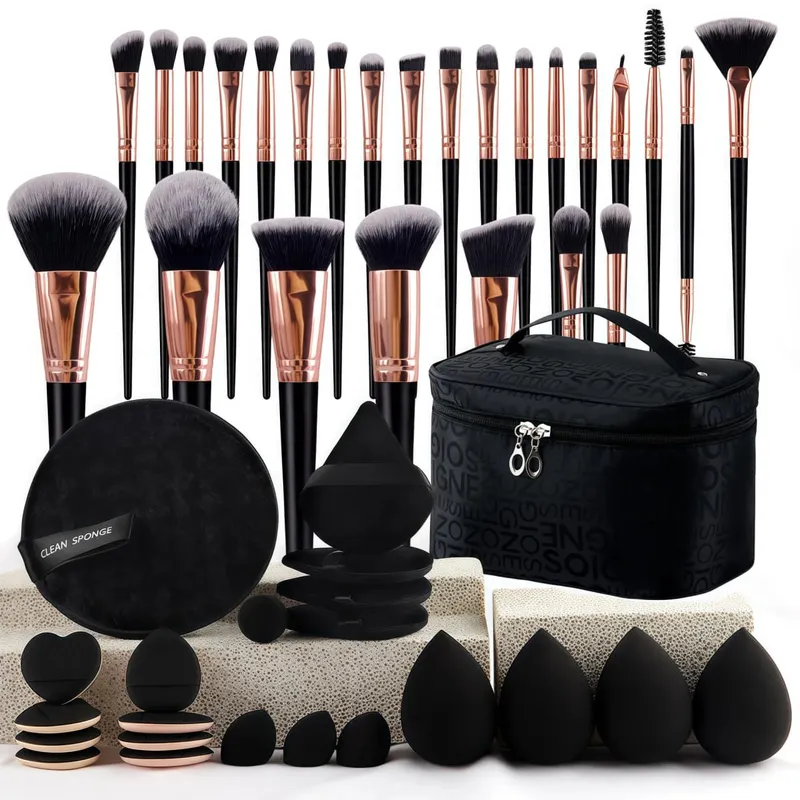 47Pcs Professional Makeup Brushes Set Beauty Tools Kit Portable Travel Cosmetic Bag Puff Toiletry Makeup Accessories Set
