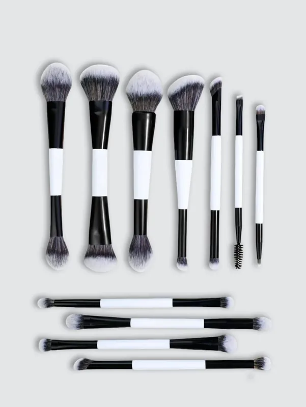 11-piece double-ended makeup brush set multifunctional makeup brushes blush brush foundation brush powder brush highlighter brush eye brush eyeshadow brush nose shadow brush concealer brush blush brush portable makeup brush set gift for g