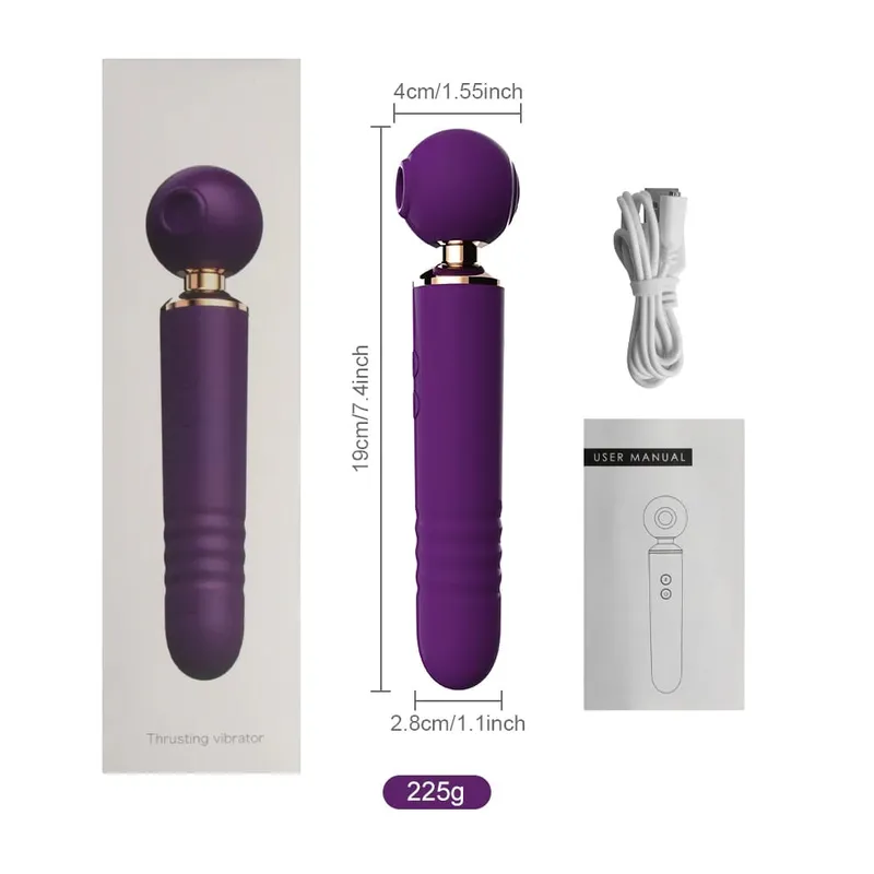 Vibrateurs puissants Av Magic Wand pour femmes 3 en 1, jouets sexuels, gode télescopique, stimulateur du point G, tapotement, ventouse et masseur de Clitoris