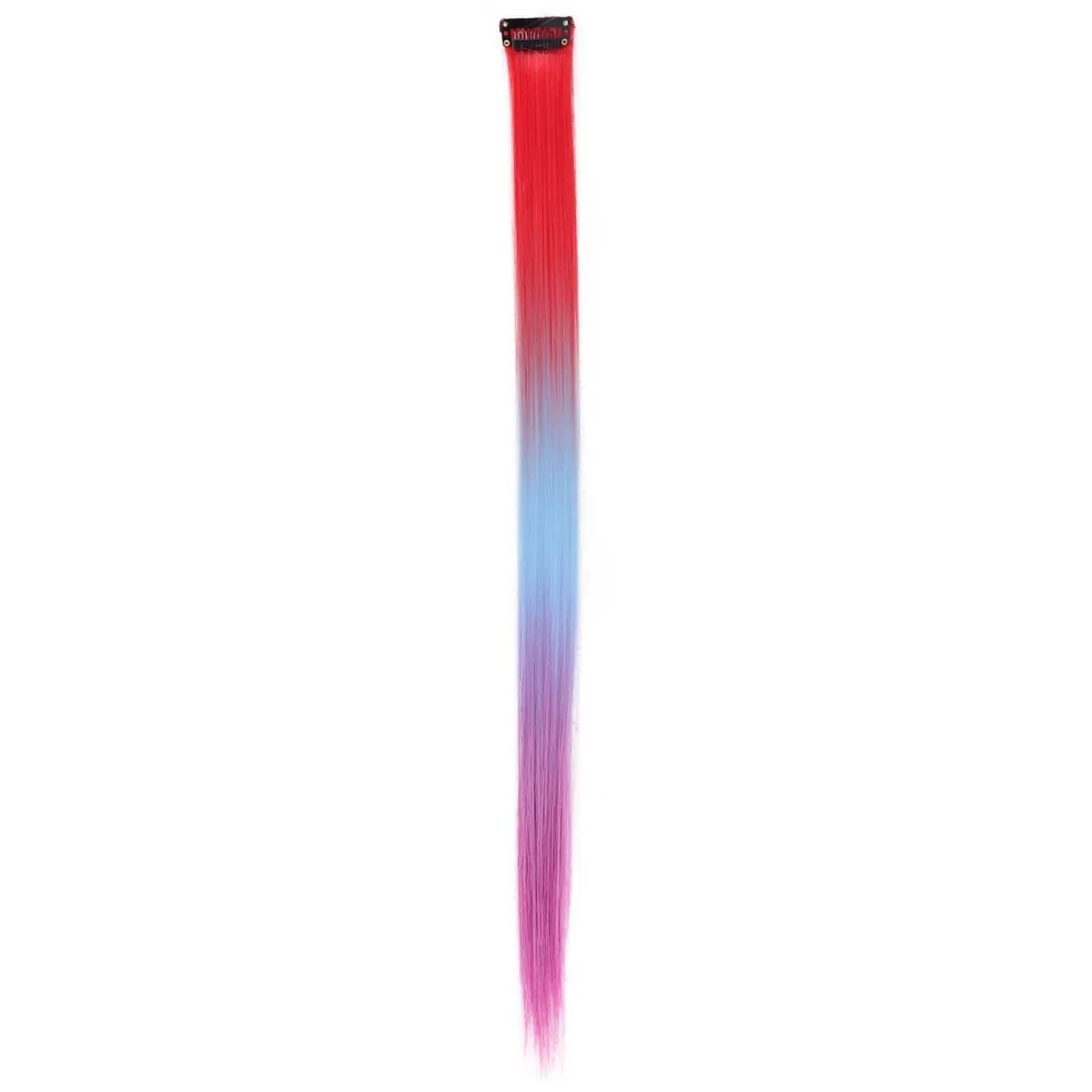 1Pcs Gradient Color Clip in Hair Extensions Party Highlights Wig Synthetic Straight Hairpiece for Girls Kids Christmas Party Use
