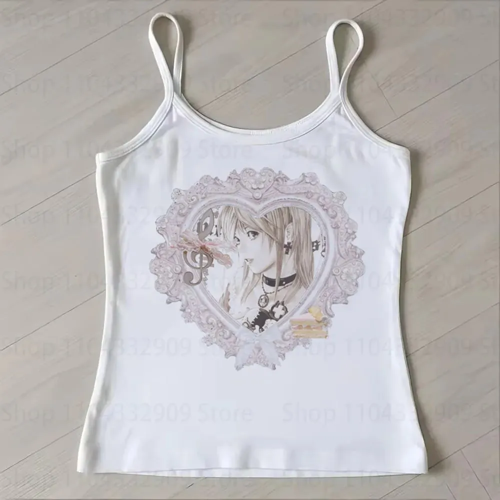 Top Women Tops Vintage Clothing Woman Clothes Harajuku Trashy Y2k 2000s Women's Cropped Crop Tops With Suspenders Tanks & Camis