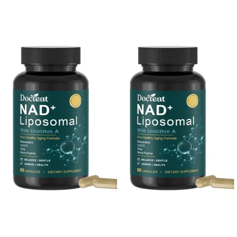 Docteat Liposomal NAD+ Capsules Energy & Healthy Aging Support with Urolithin A Trans Resveratrol CoQ10 Men Women 60 Capsules