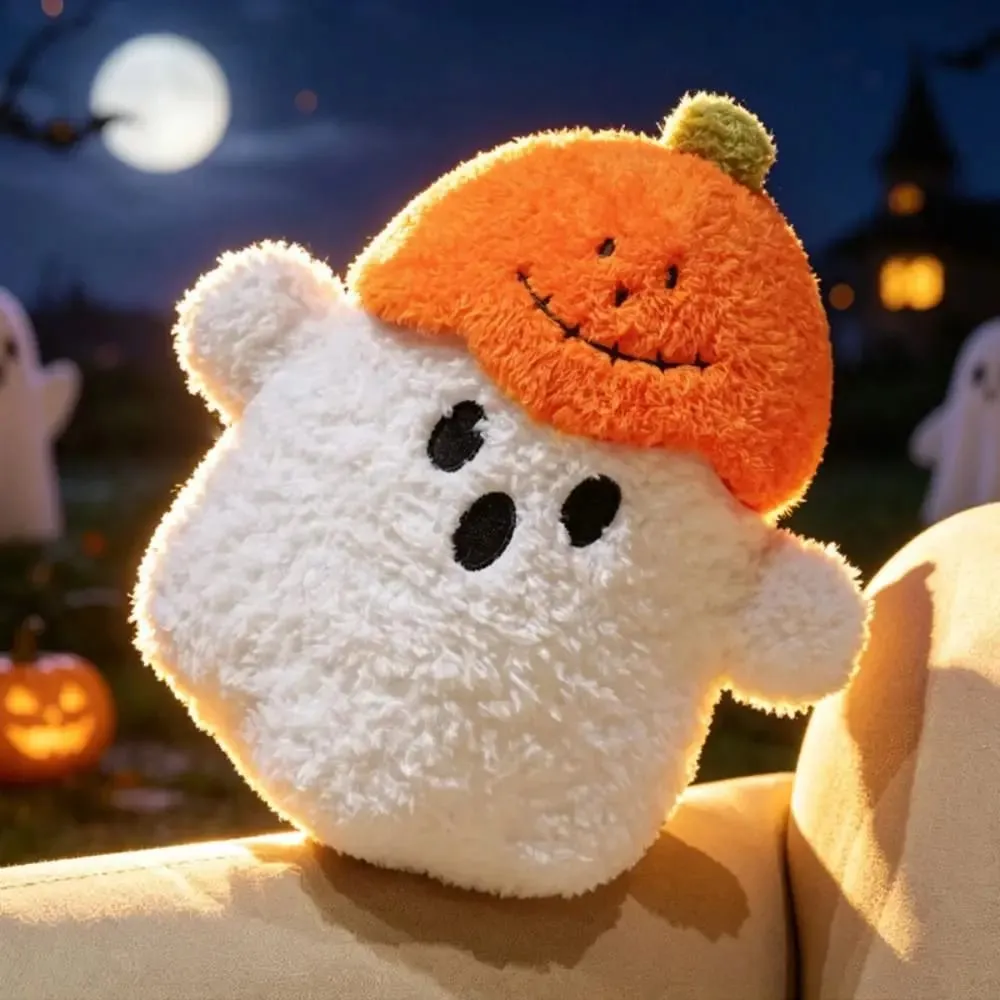 Cozy Ghost Decorative Cushion Hug Pillow Fabric PP Cotton Filling Pumpkin Pillow Ghost Halloween Theme