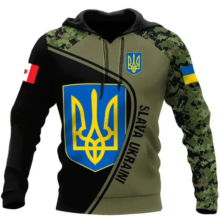New Ukrainian national emblem Canada Flag Camo printed hoodies 3D Men Women casual pullover military hooded Sweatshirt clothing