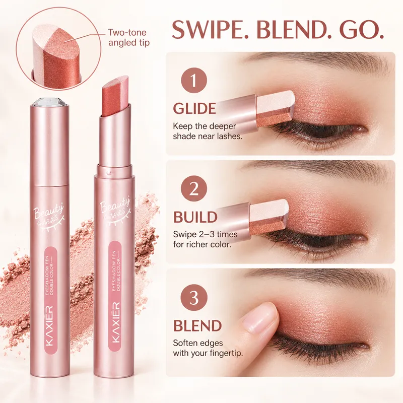 Two Tone Eyeshadow Stick Creamy Shimmer Eye Shadow Blendable Gradient Eye Makeup 6 Shades for Everyday and Party Looks — image 6