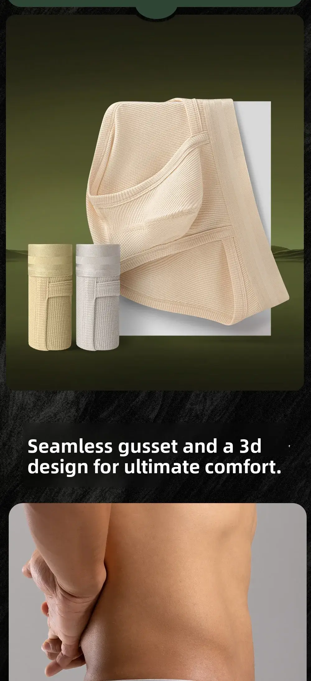 3pcs Sexy Men Waffle Cotton Briefs with Raised Bag Support Pouch With Hole U Spacious Separate Crotch Breathable Anti-sweat 3256812343913911