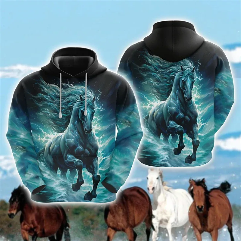 Animal Horse 3D Print Hoodies Autumn Men Women Casual Fashion Oversized Sweatshirts Hoodie Male Pullovers Tracksuit Man Clothing