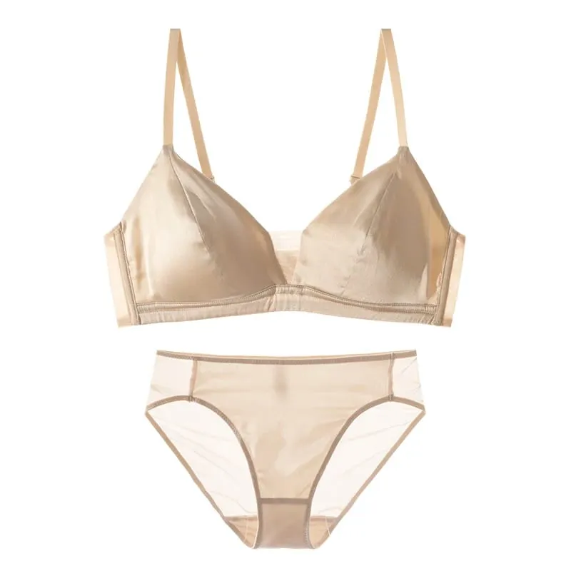 SuyaDream Women Silk Bra Set 93%Silk 7%Spandex Thin Mold Cup Wire Free Underwears 2023 Comfortable Intimates Silver Pink — image 11