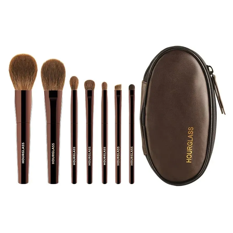 Κλεψύδρα Βούρτσα Μακιγιάζ-Φορητή 7τμχ MINI Natural Hair Brushes Set-Powder Foundation Eyeshadow Traveling Tools Makeup