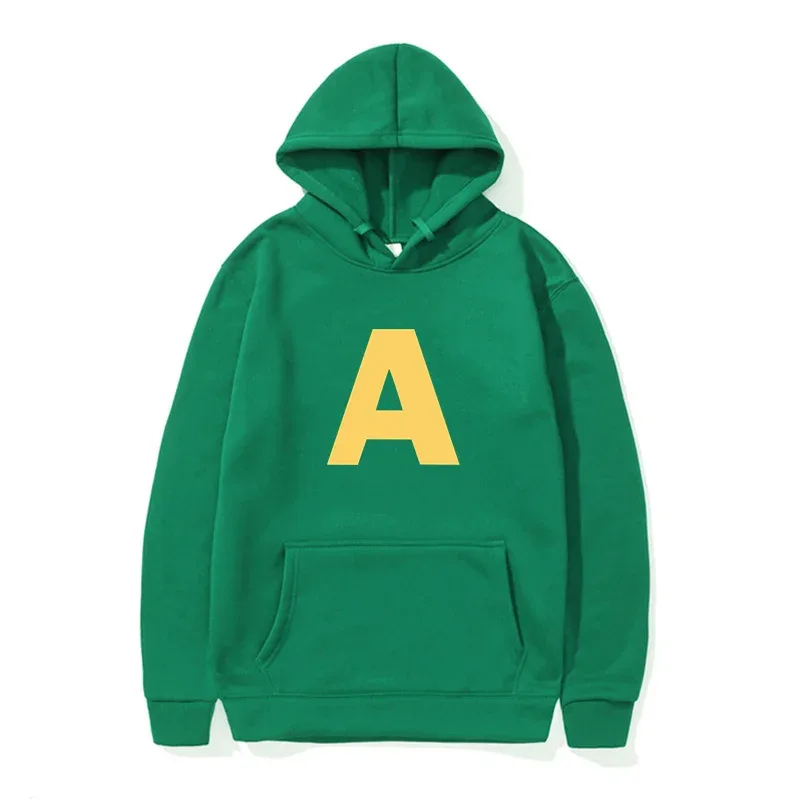 Autumn Winter Cartoon Character Print Men's Hoodies Alvin And The Chipmunks Pullover Fashion Solid English Sweatshirt Streetwear