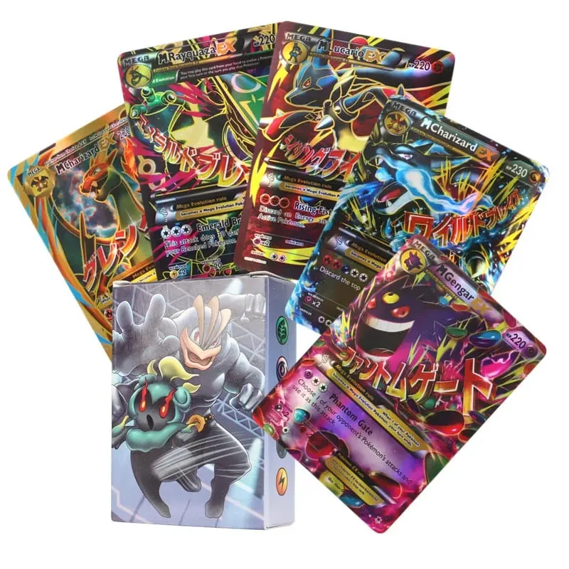 60-100st engelska Pokémonkort Holographic EX Vstar Vmax GX Letter Rainbow Arceus Shiny Charizard Mewtwo Evolution kombination
