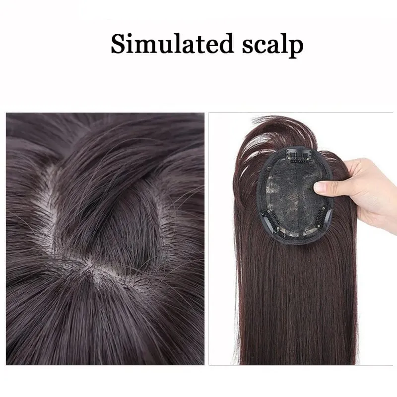 Synthetic Striaght Hair Toppers with Bangs for Women Natural Hairpieces Adding Hair Volume Topper Hair Extensions 18''/10''