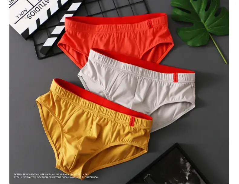 Celana Dalam Katun Solid Celana Dalam Kantung Cembung Pria Pakaian Dalam Fasion Remaja Pakaian Dalam Nyaman Pria Bersirkulasi Rendah Warna Solid