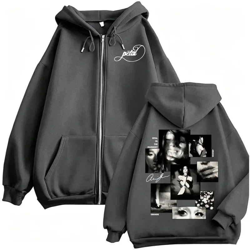 Singer Ariana Grande Petal Zipper Hoodies Men Women Fashion Aesthetic Sweatshirt Jacket Coats Fleece Long Sleeve Zip Up Pullover — image 4