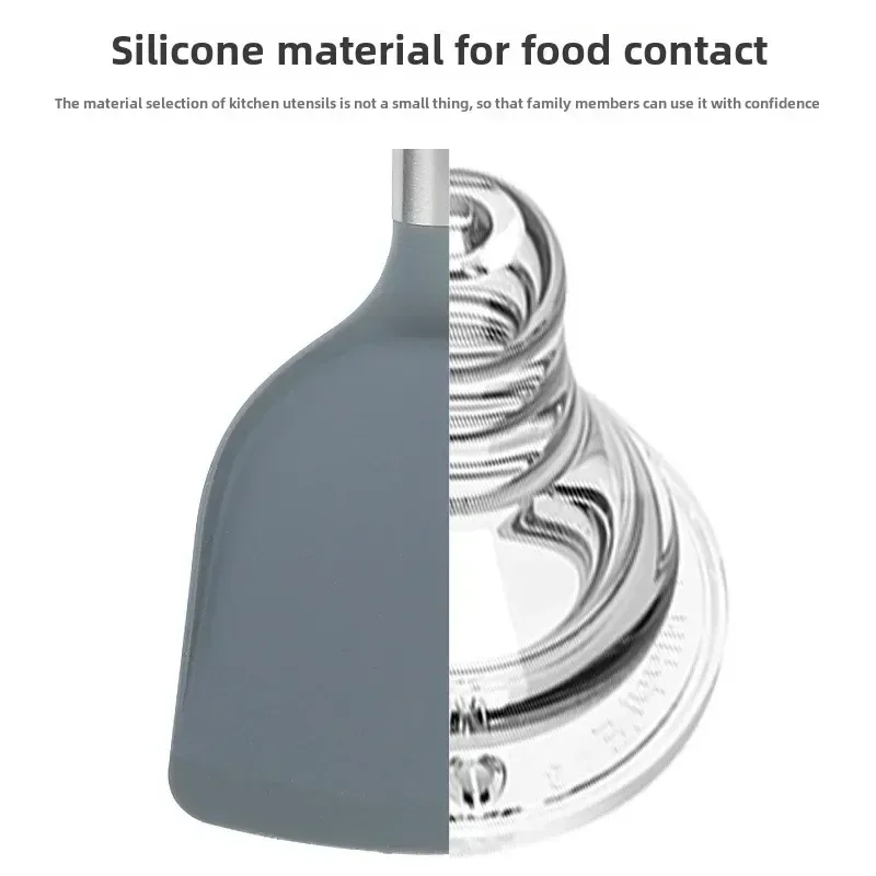 Utensili da cucina in silicone spatola in silicone manico in legno spatola in silicone cucchiaio da zuppa in silicone spatola con perdite padella antiaderente