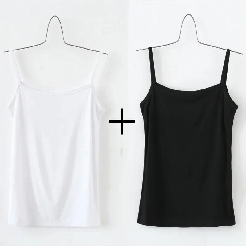 Women Sexy Milk Silk Tops Spaghetti Strap Tops Solid Color Strap Slim Vest Female Basic Tanks Bra Underwear Summer Base Shirt