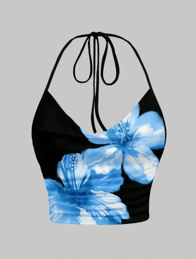 Y2K Vest 2026 Summer Cross-Border European and American sexy Hot Girl Lace up Print Backless Versatile Vest Top Wholesale