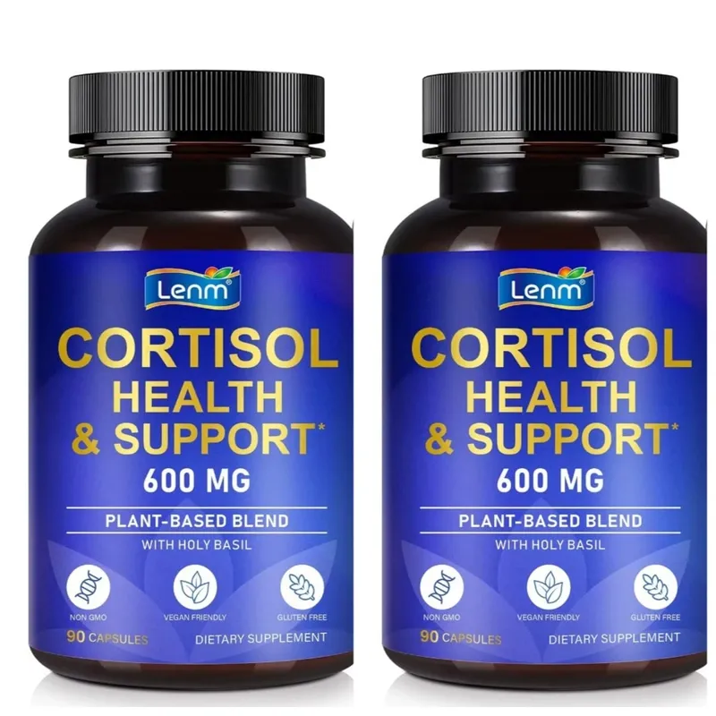 Lenm Cortisol Health Support Capsules Ashwagandha Rhodiola Holy Basil L-Theanine For Stress Balance & Relaxation Adult 90 Count