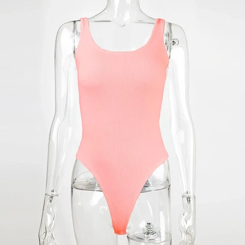 Abbigliamento donna Body scollati Senza maniche Backless Slim Fitness Canotta Tute lavorate a maglia a costine Tute corte Y2K Qxtraf2414