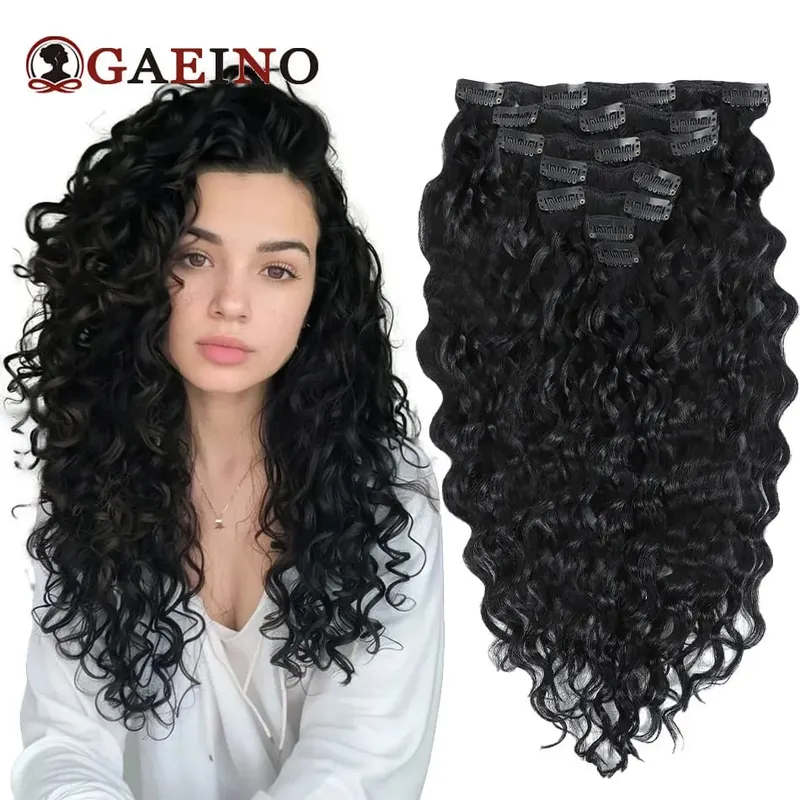 12A Grade Water Wave Clip In Hair Extensions 100% Human Hair Remy 7Pcs/Set Wet and Wavy Clip Ins Hairpieces For Women 14-24Inch