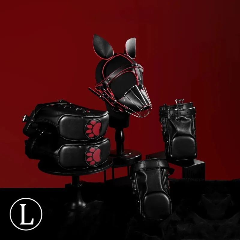 Adult Games Puppy Role Play Kit Fetish Puppy Hood Mask Binding Gloves Boots Protectors Couple Crawling Gear SM Sex Toys 18+