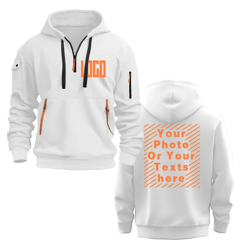 Customized DIY Printed Hoodies for Men and Women, Loose Casual Sportswear with Zipper, Long Sleeved Hoodies with Multiple Pocket