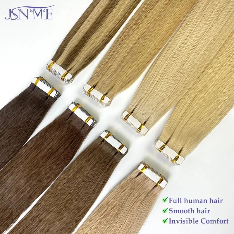 Tape In Hair Extension 100% Really Human Hair Straight Tape Ins Invisible 613 Brown Blonde 2.5g/pcs 16-24 Inch For Women