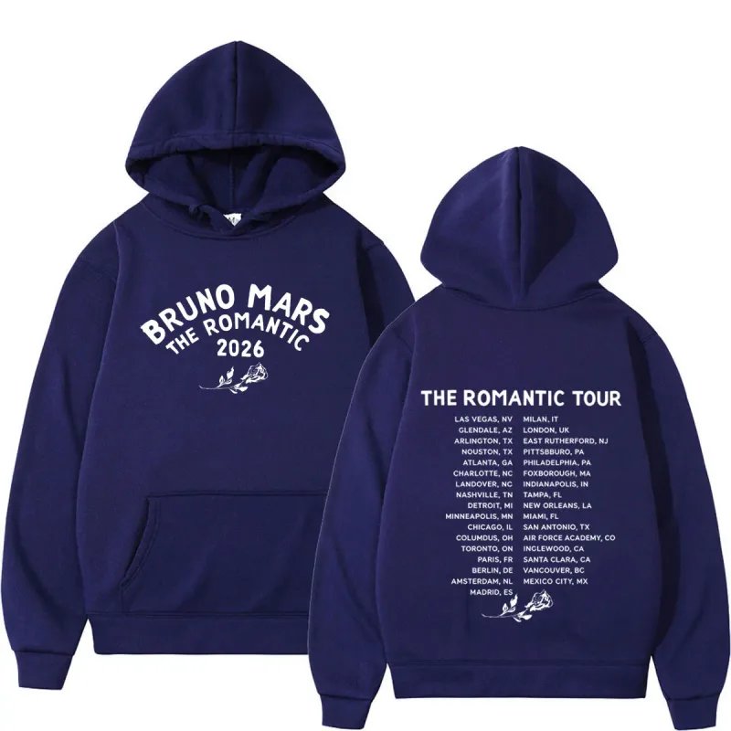 Bruno Mars The Romantic Tour 2026 Print Hoodie Man Woman Fashion Pullover Long Sleeves Loose Casual Hip-hop Harajuku Sweatshirts