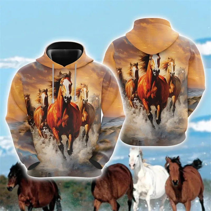 Animal Horse 3D Print Hoodies Autumn Men Women Casual Fashion Oversized Sweatshirts Hoodie Male Pullovers Tracksuit Man Clothing