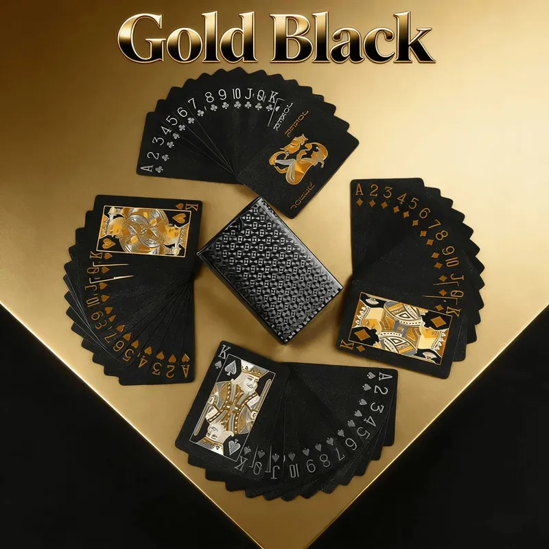 Luxury PVC Playing Cards Gold & Silver Inlaid Design Frosted Finish for Easy Shuffle Waterproof & Fold-Resistant Game Night
