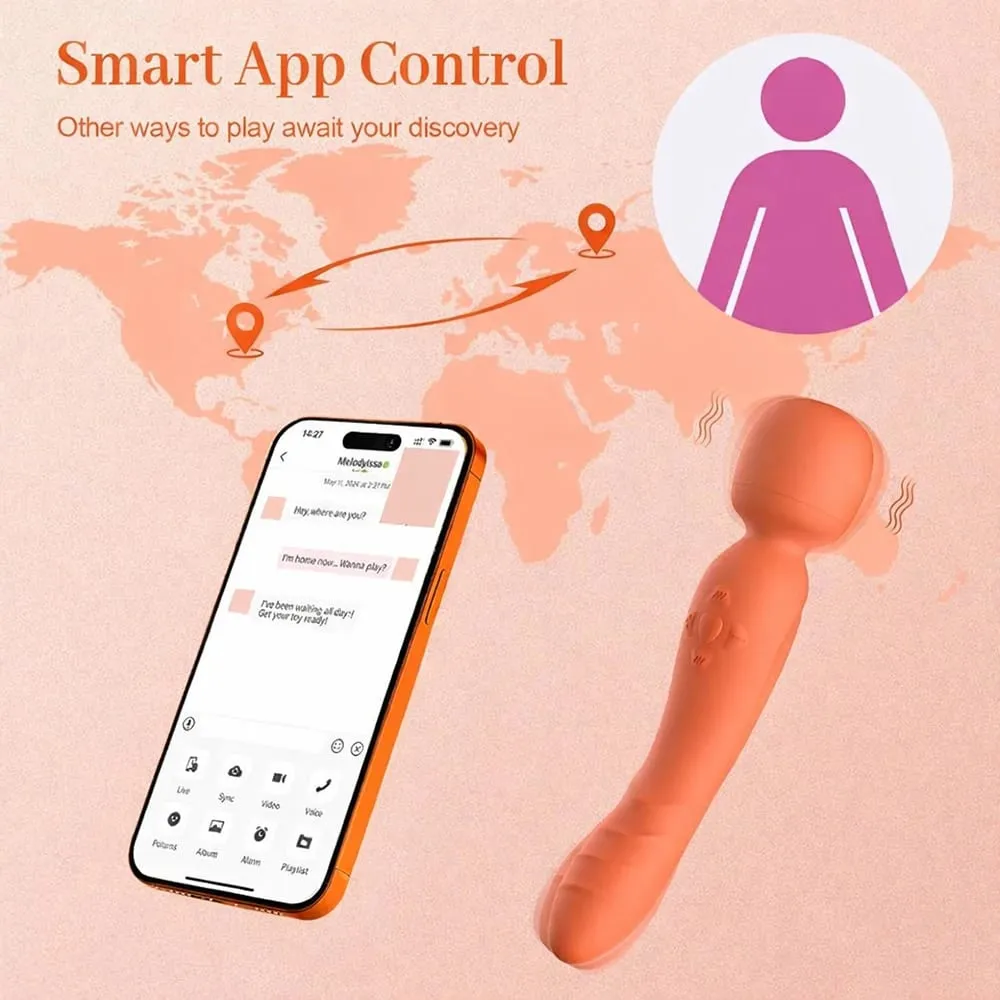 Smart APP Trådlös fjärrkontroll AV Magic Wand Vibrator Kraftfull G Spot Clit Stimulator Sexleksak Kvinnor USB Uppladdningsbar Vattentät Vuxen