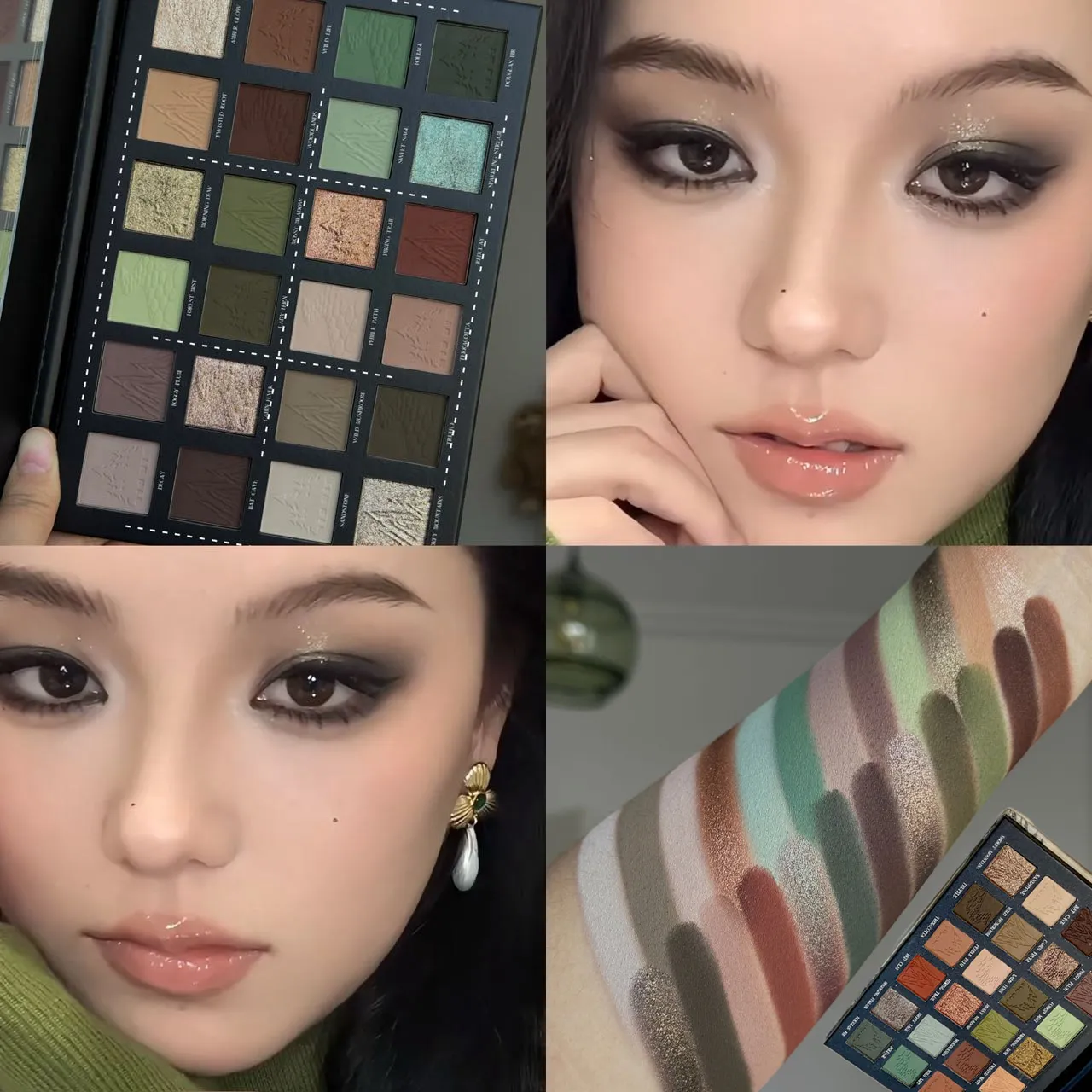 24 Colors Metallic Glitter Eyeshadow Matte Shimmer Eye Shadow Makeup Plate Earth Powder Punk Smoky Dark Green Eye Shadow Make Up