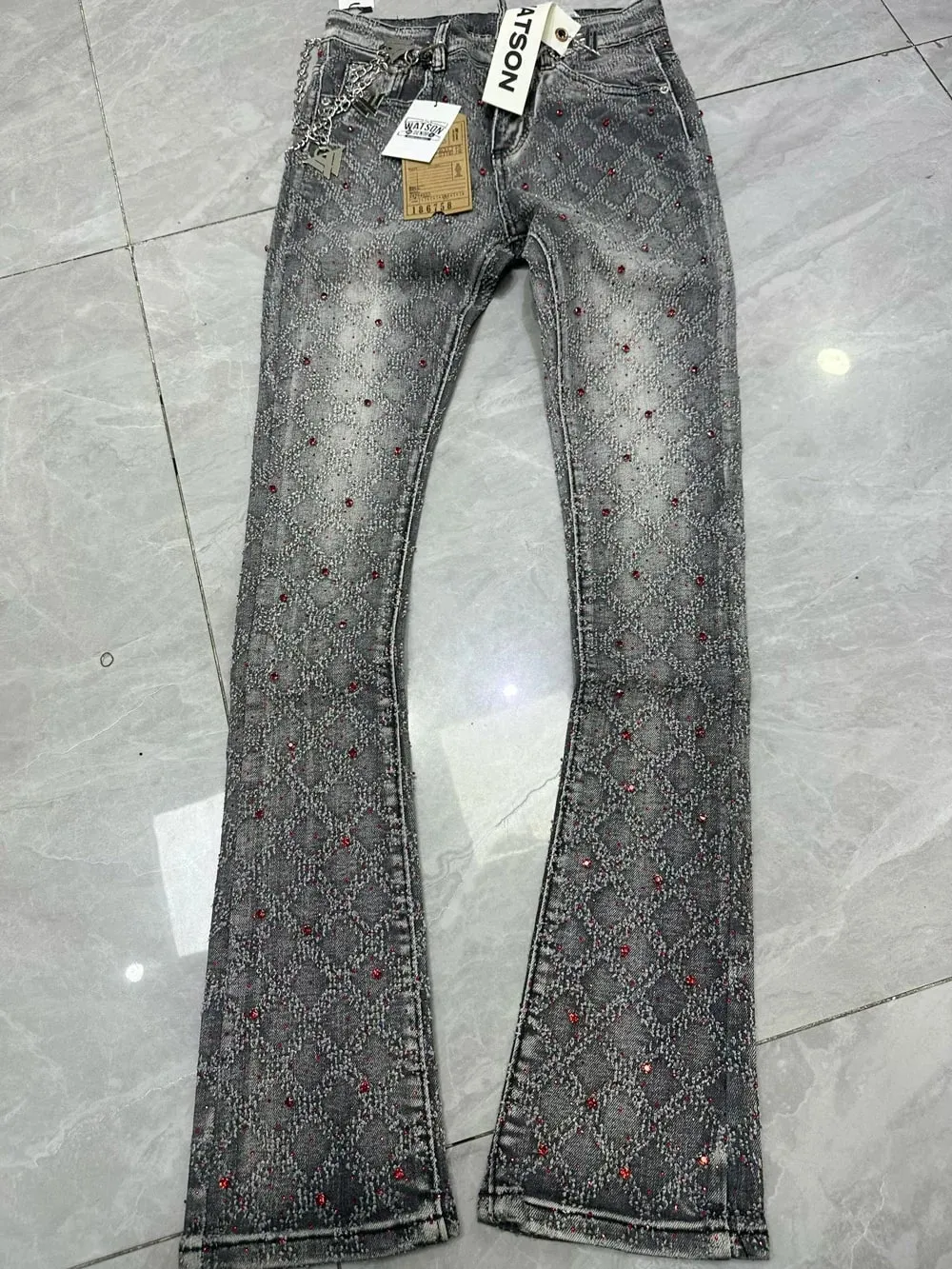 2026 Men's Multi-Pocket High Street Quality Slim Fit Skinny Long Denim Flared Men Yellow Red Pink Jeans Pants