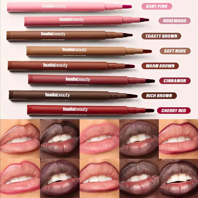 Vandtæt mat læbeliner blyant Rød konturfarvet læbestift Langtidsholdbar non-stick kop Fugtgivende læber Makeup 8 farver fløjl