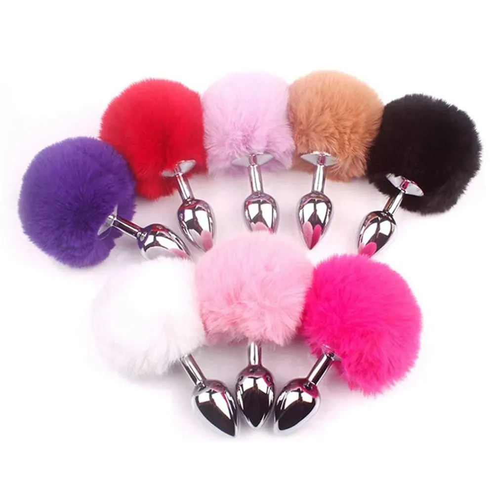Rabbit Tail Fox Tail Anal Plug Metal Butt Plug Prostate Massager BDSM Cosplay Erotic Sex Toys For Women Couples Adults Sex Game
