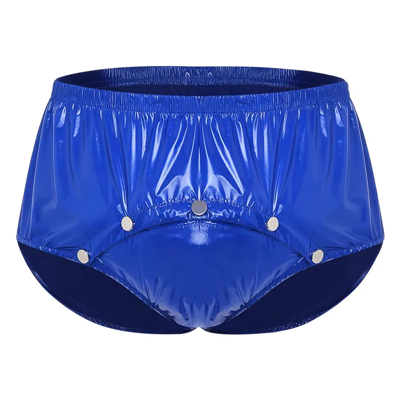 Mens Waterproof Diaper Cover Briefs with Front Pressing Buttons Anti-leak Adaptive Underwear Shorts for Elderly Special Needs